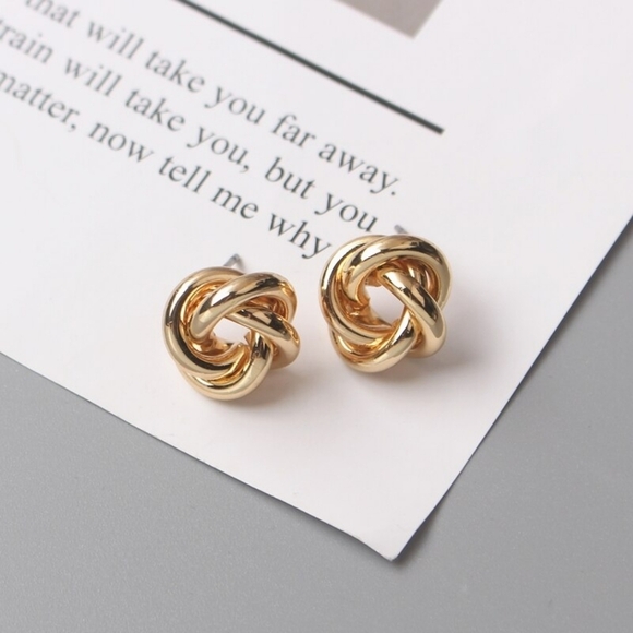 Athena Eternity Knot 18k Mini Gold Studs - Picture 4 of 4